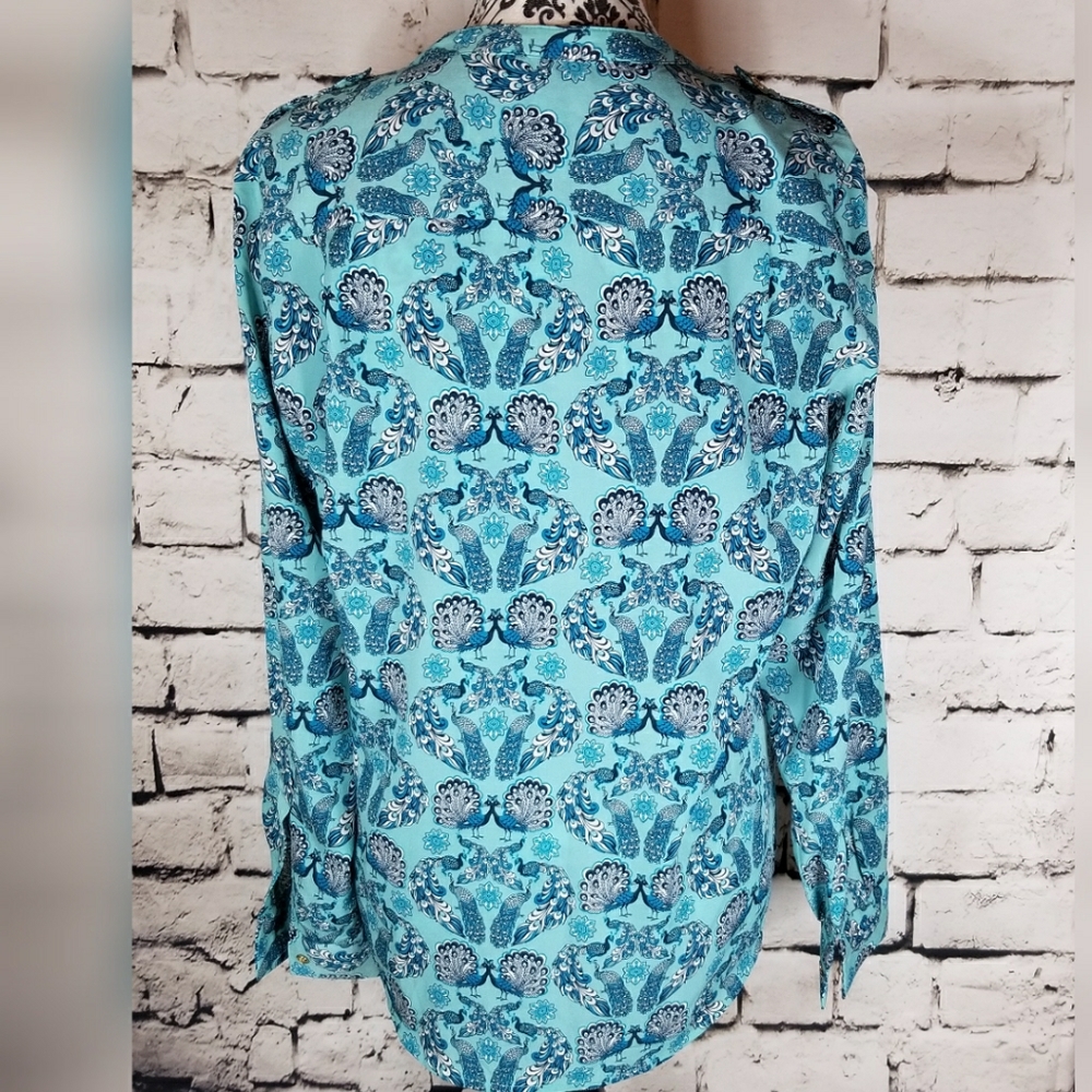 Charter Club Peacock Pattern Button Down - Picture 3 of 3
